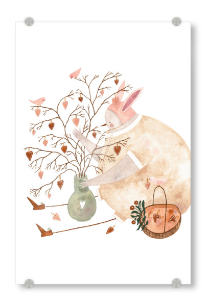 Acrylglasbild "Voglhuber - Vase der Liede" artboxONE - Floral,Tiere,Liebe - Valentinstag,Liebe,Herz,Blume,Blumenstrauß,Tier,Vogel,Hochzeit