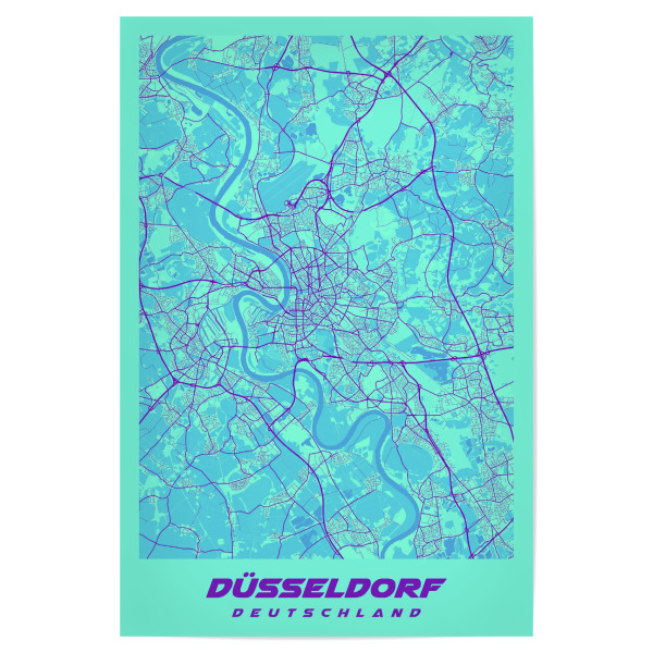 Poster 30x20 cm "City Map von Düsseldorf" artboxONE - Städte / Düsseldorf,Kartografie
