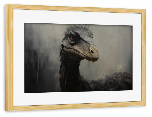 Poster mit Rahmen kiefer "Therizinosaurus-Gemälde" artboxONE - Natur,Tiere - Kunst,Groß,Leinwand,Dino,Dinosaurier,öl,Farbe,Gemälde,Rex,Therizinosaurus