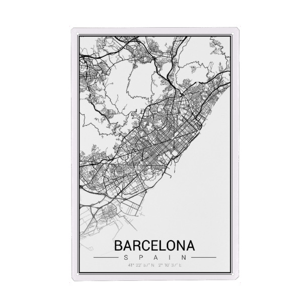 Metall Poster "Barcelona City Plan" artboxONE - Schwarzweiß,Städte / Barcelona,Kartografie