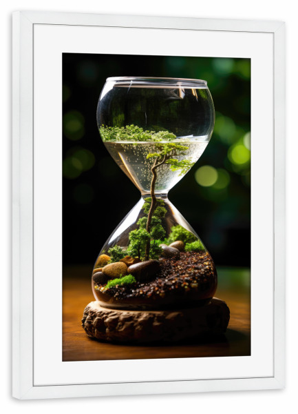 Poster mit Rahmen weiß "Natur Sanduhr" artboxONE - Abstrakt