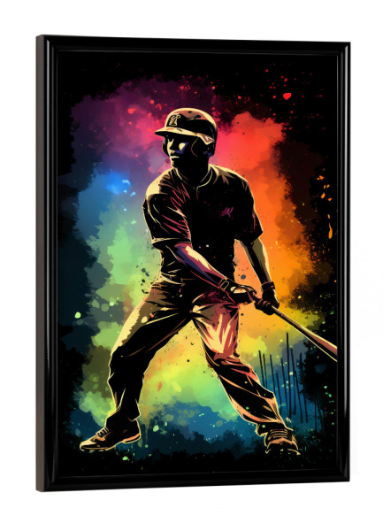 Poster mit schwarzem Rahmen "Baseball Colorful 3 (matart)" artboxONE - Sport - Baseball,Mlb,Major league baseball,Ball,Mannschaft,Sport,Bunt,Aquarell