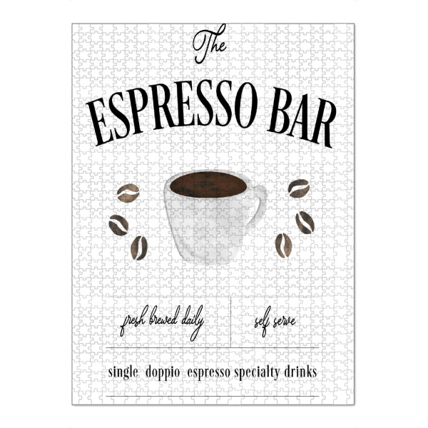 Puzzle Ravensburger "Frisch gebrühte Espressobar" artboxONE - Typografie,Essen & Trinken,Schwarzweiß - Espresso,Kaffee,Kaffeebohnen,Küche