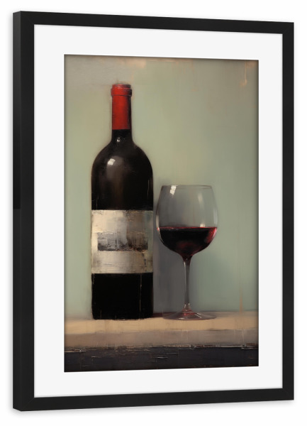 Poster mit Rahmen schwarz "Rotwein Liebe" artboxONE - Essen & Trinken,Abstrakt,Essen & Trinken / Alkohol
