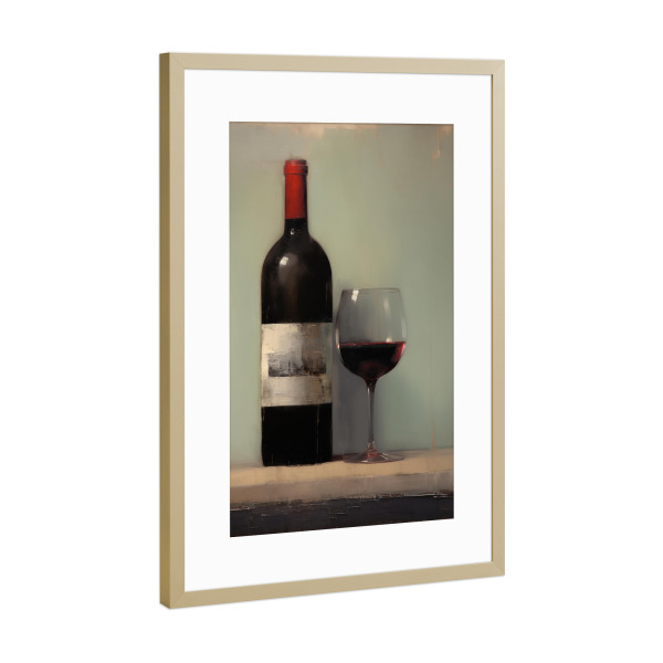 Poster mit Rahmen Gold "Rotwein Liebe" artboxONE - Essen & Trinken,Abstrakt,Essen & Trinken / Alkohol