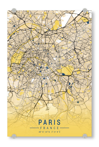 Acrylglasbild "Paris Design Stadtplan" artboxONE - Städte / Paris,Kartografie