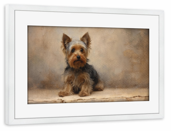 Poster mit Rahmen weiß "Niedlicher Yorkshire-Terrier" artboxONE - Natur,Tiere
