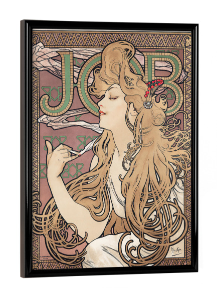Poster mit schwarzem Rahmen "Mucha - Job" artboxONE - Floral,Menschen