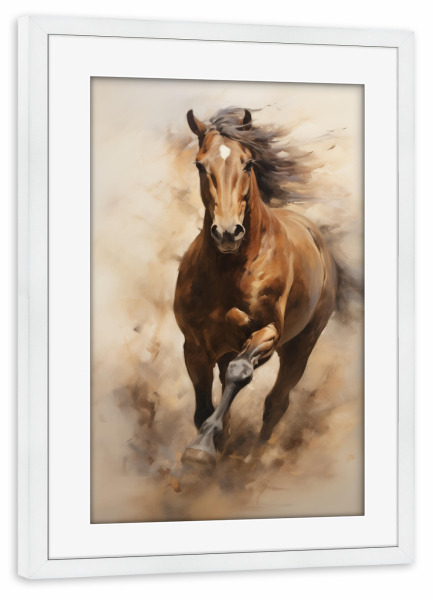 Poster mit Rahmen weiß "Arabisches Pferdegemälde" artboxONE - Natur,Tiere