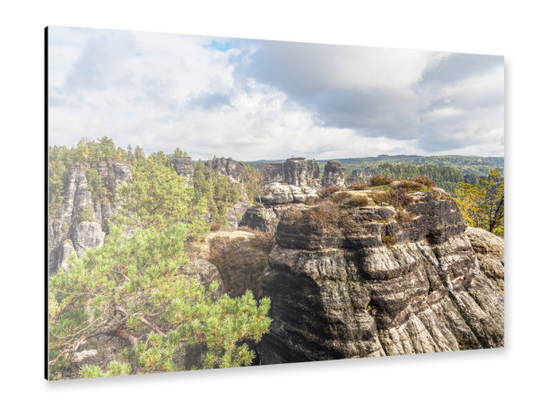 Alu-Dibond "Wolken, Gebirge, Bäume" 30x20 cm artboxONE