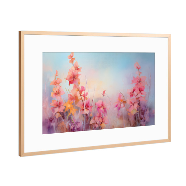 Poster mit Rahmen Kupfer "Ölgemälde von rosa Blumen" artboxONE - Natur,Floral