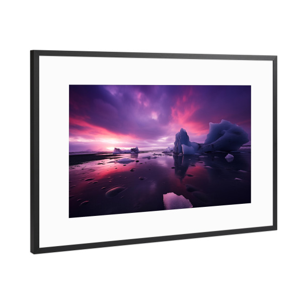 Poster mit Rahmen Schwarz (Metallic) "Eis bei Sonnenuntergang" artboxONE - Natur,Reise / Strand und Meer
