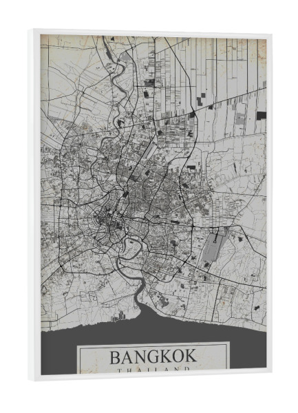 Poster mit weißem Rahmen "Bangkok Vintage Stadtplan" artboxONE - Städte / Weitere,Kartografie