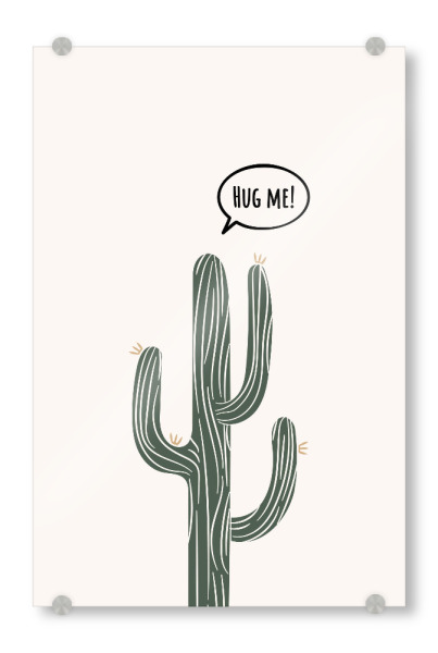 Acrylglasbild "HUG ME! - lustiger Spruch Kaktus" artboxONE - Natur,Reise / Afrika,Liebe,Lustig