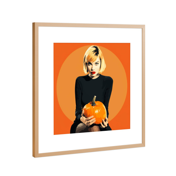 Poster mit Rahmen Kupfer "KÜRBIS-FRAUEN-KUCHEN" artboxONE - Menschen,Für Mama,Halloween - Orange,Kürbis,Kürbisse,Kuchen