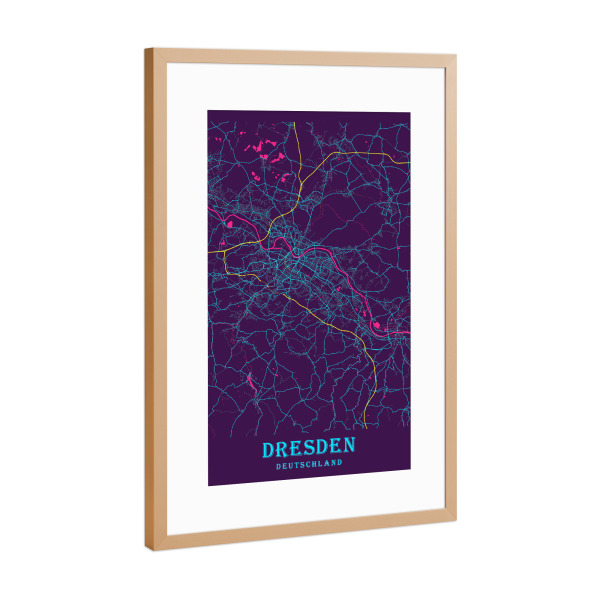 Poster mit Rahmen Kupfer "Dresden City" artboxONE - Städte / Dresden,Kartografie