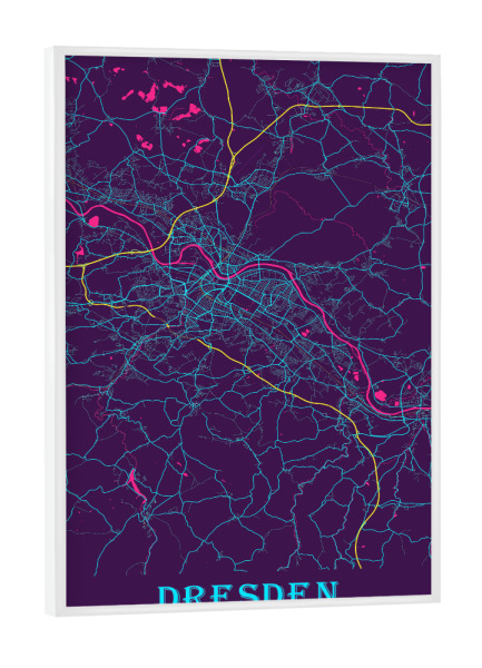 Poster mit weißem Rahmen "Dresden City" artboxONE - Städte / Dresden,Kartografie