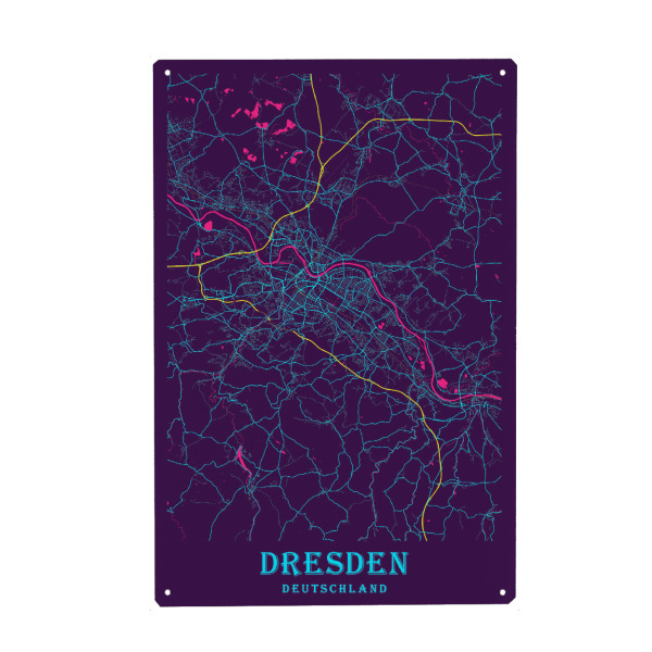 Metall Poster "Dresden City" artboxONE - Städte / Dresden,Kartografie