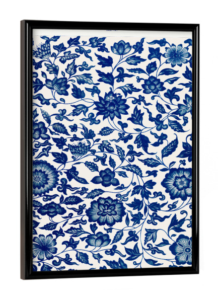 Poster mit schwarzem Rahmen "Owen Jones - Blue flower pattern" artboxONE - Natur,Floral - Indigo,Königsblau,Maritime,Floral,Natur,Blüte,Blume,Botanik
