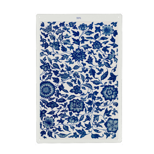 Metall Poster "Owen Jones - Blue flower pattern" artboxONE - Natur,Floral - Indigo,Königsblau,Maritime,Floral,Natur,Blüte,Blume,Botanik - Blechschild