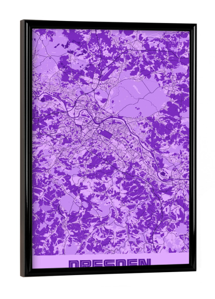 Poster mit schwarzem Rahmen "Dresden als Stadtplan" artboxONE - Städte / Dresden,Kartografie