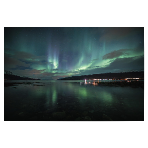 Poster 30x20 cm "Nordlicht am Fjord" artboxONE - Natur,Reise,Galaxy