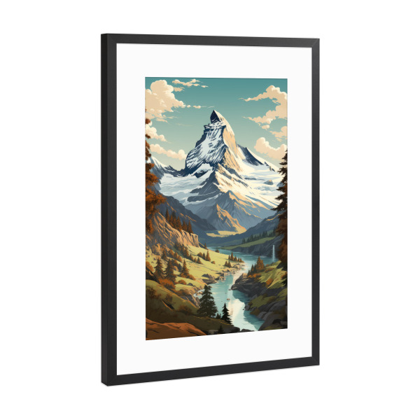 Poster mit Rahmen Schwarz (Metallic) "Matterhorn Zermatt" artboxONE - Natur,Reise