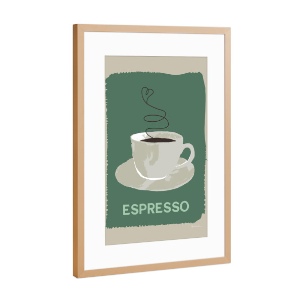Poster mit Rahmen Kupfer "Moderner Kaffee - Espresso" artboxONE - Typografie,Essen & Trinken - Espresso,Kaffee,Küche,Getränk