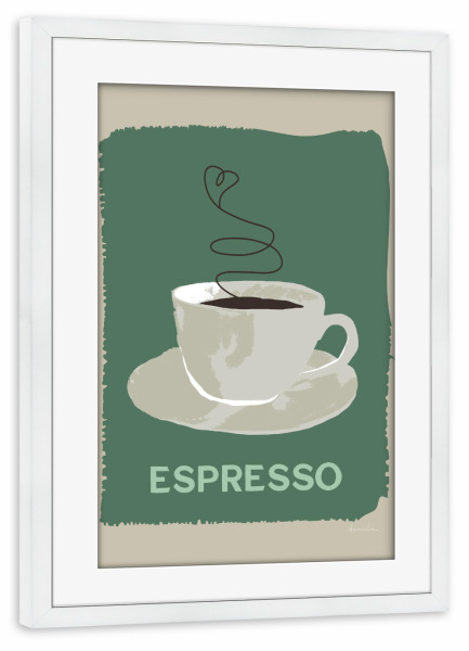 Poster mit Rahmen weiß "Moderner Kaffee - Espresso" artboxONE - Typografie,Essen & Trinken - Espresso,Kaffee,Küche,Getränk