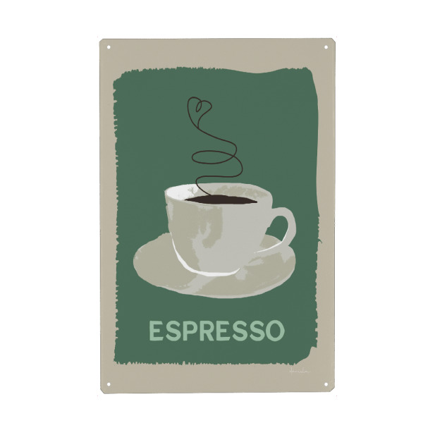 Metall Poster "Moderner Kaffee - Espresso" artboxONE - Typografie,Essen & Trinken - Espresso,Kaffee,Küche,Getränk - Blechschild