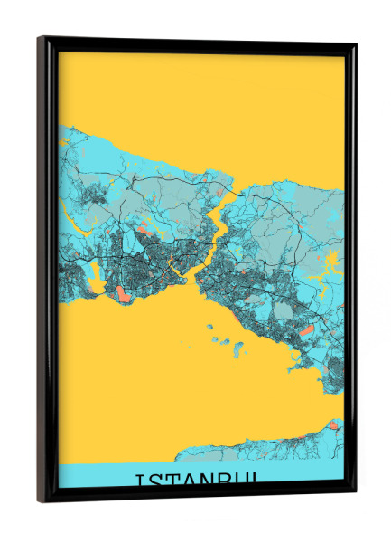 Poster mit schwarzem Rahmen "CityMap Istanbul" artboxONE - Städte / Istanbul,Kartografie