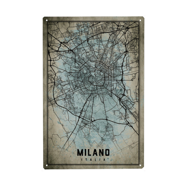Holzbild "Vintage CityMap Mailand" artboxONE - Städte / Mailand,Kartografie