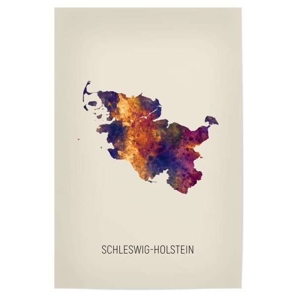 Poster "Schleswig-Holstein-Karte Beige" artboxONE - Kartografie - Schleswig-holstein,Karte,Aquarell,Malerei,Landkarte,Deutschland