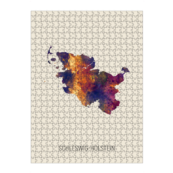 Puzzle Ravensburger "Schleswig-Holstein-Karte Beige" artboxONE - Kartografie - Schleswig-holstein,Karte,Aquarell,Malerei,Landkarte,Deutschland