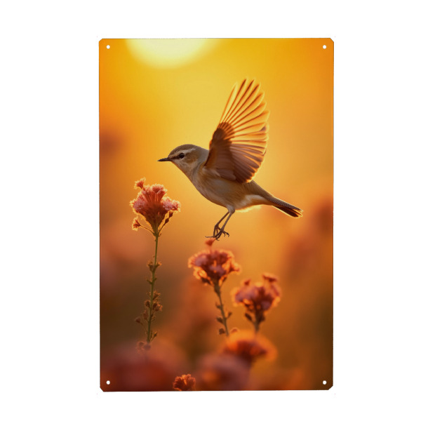 Metall Poster "Niedlicher Vogel, der abhebt" artboxONE - Natur,Tiere