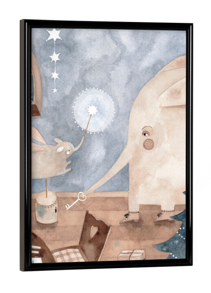 Poster mit schwarzem Rahmen "Voglhuber - Spieluhr" artboxONE - Für Kinder,Tiere,Weihnachten