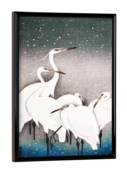 Poster mit schwarzem Rahmen "Koson - Gruppe von Reihern" artboxONE - Natur,Tiere - Vogel,Tier,Kranich,Wasser,Gewässer,Japan,Japanisch,Kunst