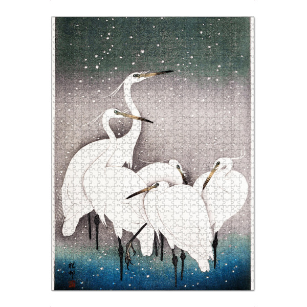 Puzzle Ravensburger "Koson - Gruppe von Reihern" artboxONE - Natur,Tiere - Vogel,Tier,Kranich,Wasser,Gewässer,Japan,Japanisch,Kunst - Bild vogel