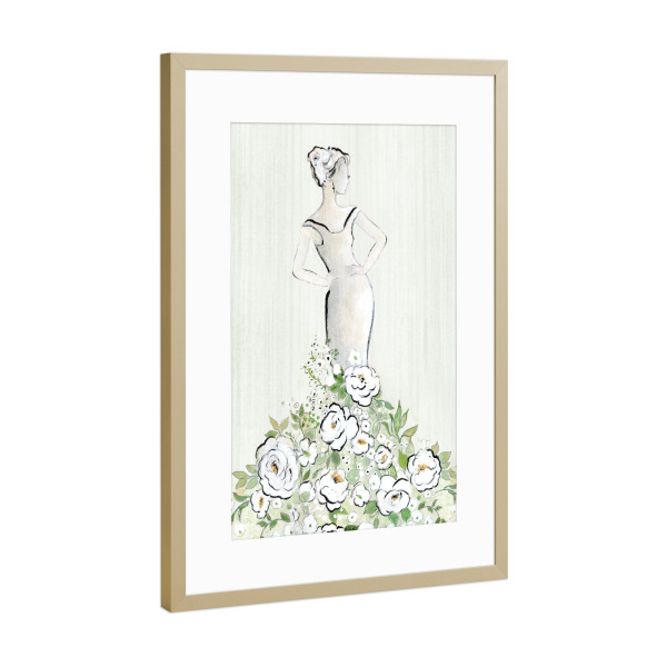 Poster mit Rahmen Gold "Mode floral figurativ" artboxONE - Floral,Menschen,Fashion - Frau,Kleid,Blumen