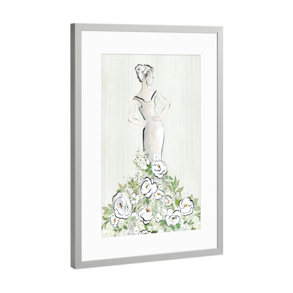 Poster mit Rahmen Silber "Mode floral figurativ" artboxONE - Floral,Menschen,Fashion - Frau,Kleid,Blumen