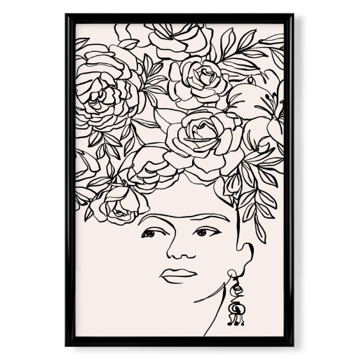 Floral Woman Line Drawing