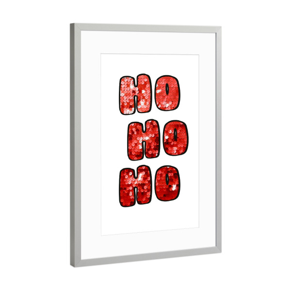 Poster mit Rahmen Silber "Ho Ho Ho - Weihnachten" artboxONE - Abstrakt,Weihnachten,Buchstaben,Lustig