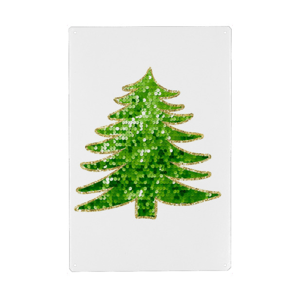Holzbild "Grüner Pailletten-Weihnachtsbaum" artboxONE - Abstrakt,Weihnachten