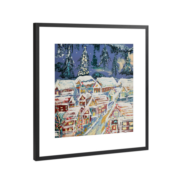 Poster mit Rahmen Schwarz (Metallic) "Holiday Village" artboxONE - Reise
