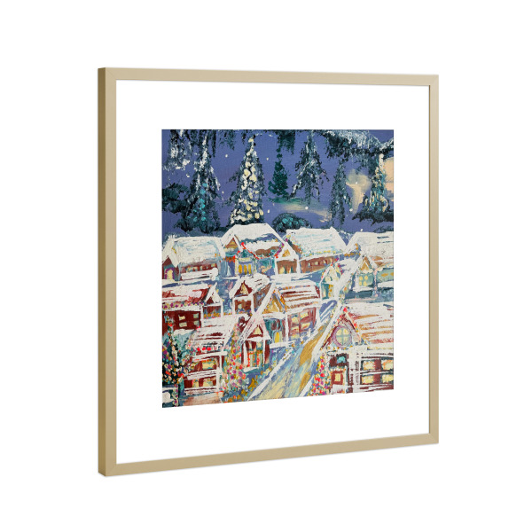 Poster mit Rahmen Gold "Holiday Village" artboxONE - Reise