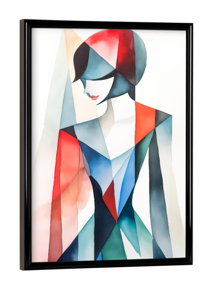 Poster mit schwarzem Rahmen "Aquarellformen einer Frau" artboxONE - Abstrakt,Menschen,Fashion