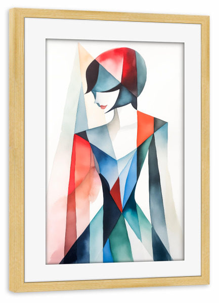 Poster mit Rahmen kiefer "Aquarellformen einer Frau" artboxONE - Abstrakt,Menschen,Fashion