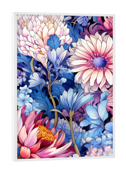 Poster mit weißem Rahmen "Blumen und Blätter J" artboxONE - Natur,Floral - Natur,Blumen,Blumen,Botanische,Blätter,Blatt,Blumen,Garten
