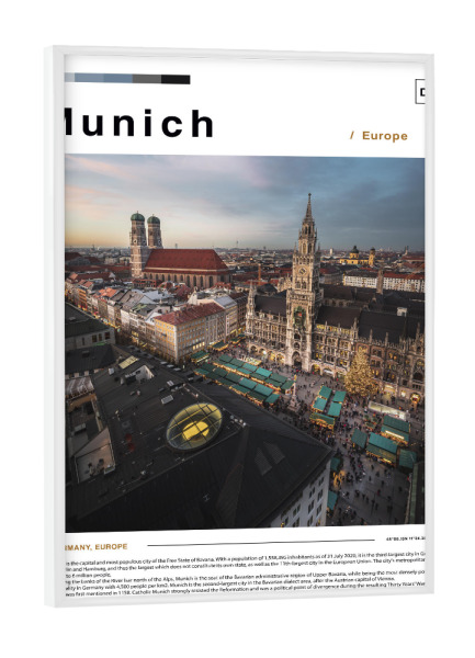 Poster mit weißem Rahmen "München-Berliner Zeitungsseite" artboxONE - Städte,Architektur