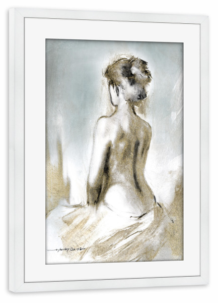 Poster mit Rahmen weiß "Figure in Golden Light Sequel" artboxONE - Menschen,Fashion - Weiblich,Frau,Figurativ,Nackt